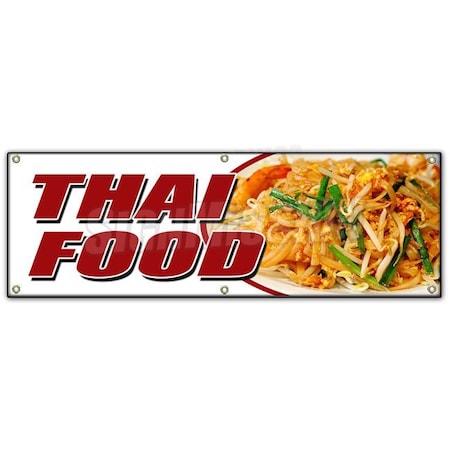 Signmission THAI FOOD BANNER SIGN pad thai sushi satay curry spring rolls tofu take B-72 Thai Food